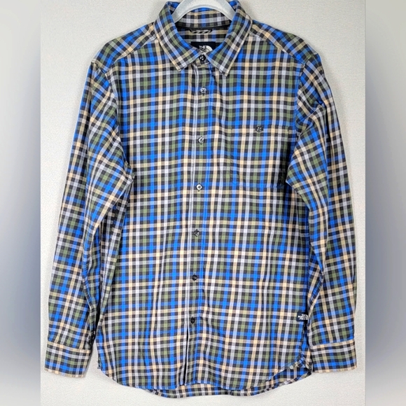 The North Face‎ Shirt Mens Medium Multicolor Cotton Plaid Button Up Pocket - Picture 1 of 6